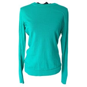 Banana Republic Merino Wool Crewneck Sweater Womens M Green Lightweight Spring